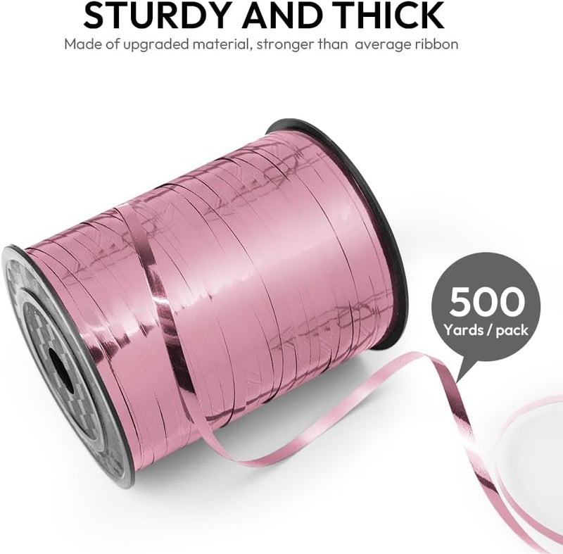 HimBen 500 Yards Curling Ribbon for Gift Wrapping, 3/16" Balloon String for Christmas Valentine Birthday Wedding Party Festival Decoration, Crafts, Flower Bouquet(Metallic Pink) - Image 2